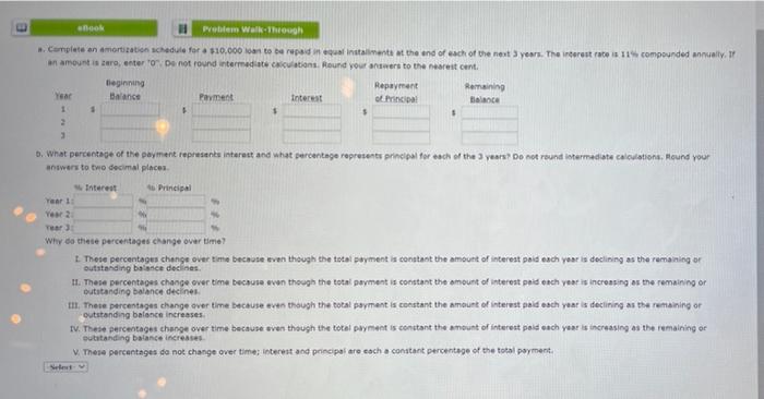  E H Problem Walkthrough #. Complete an amortization schedule for a
