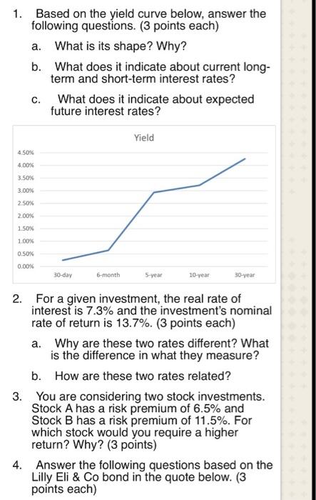  1. Based on the yield curve below, answer the following questions.
