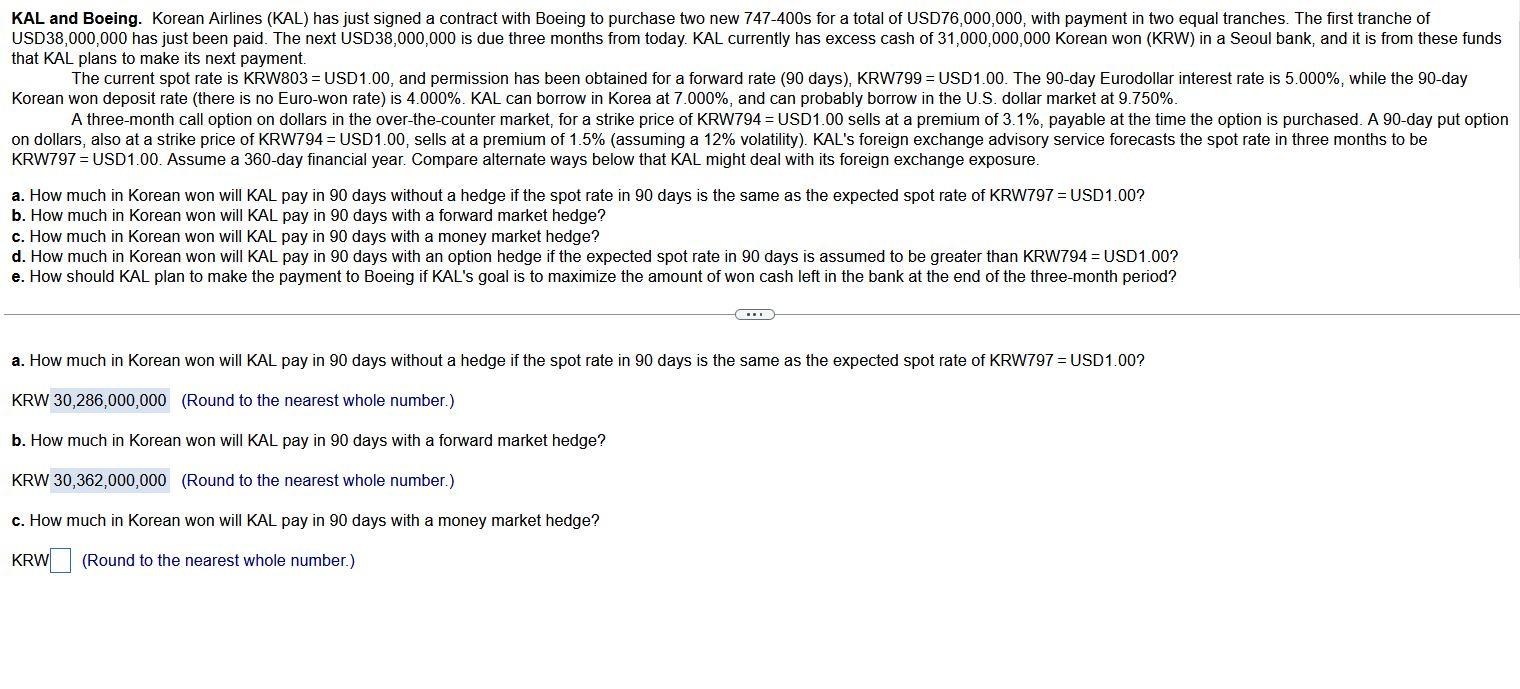 Can you please help solve C? 291,000,000,000 is not correct. KAL and