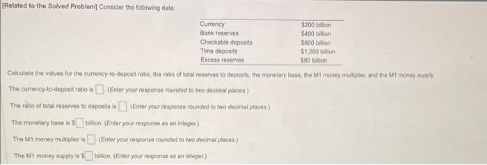  [Related to the Solved Problem] Consider the following data: Calculate the