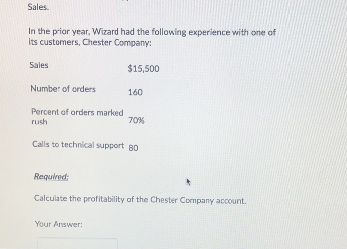 order handling data for the past year and has determined the following