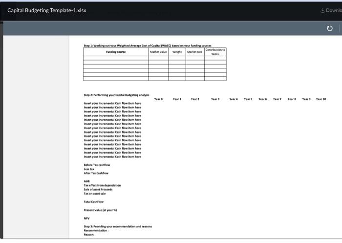 cash flow item. Provide recommendation on whether or not the project should