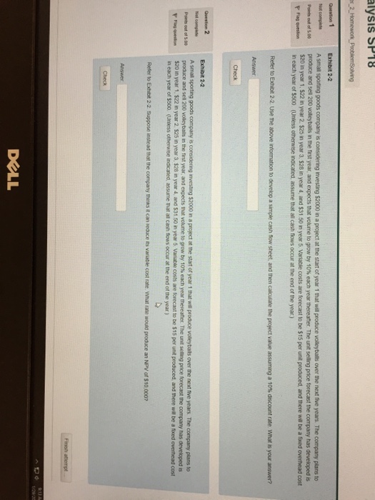  alysis SP18 Questson 1 Not complete e too Exhibit 2-2 A