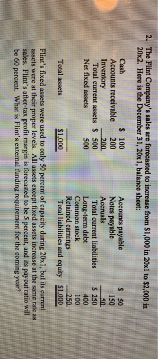  answer using that equation 2. The Flint Company's sales are forecasted