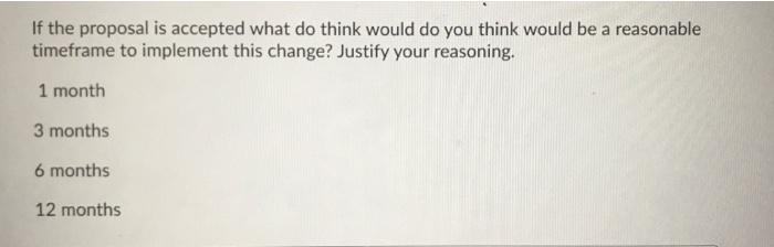  If the proposal is accepted what do think would do you