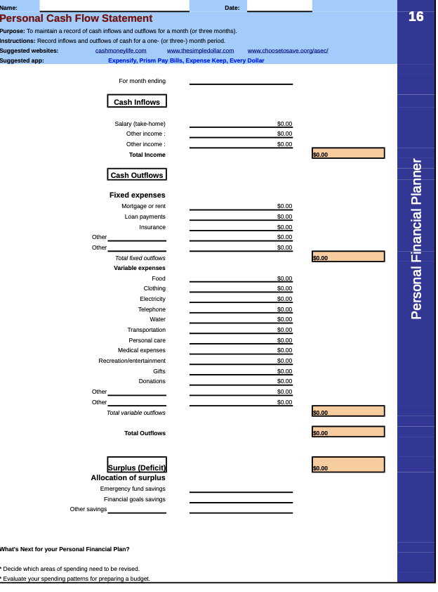this information to fill out the balance sheet and cash flow statement