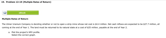  19. Problem 12-19 (Multiple Rates of Return) eBook Multiple Rates of