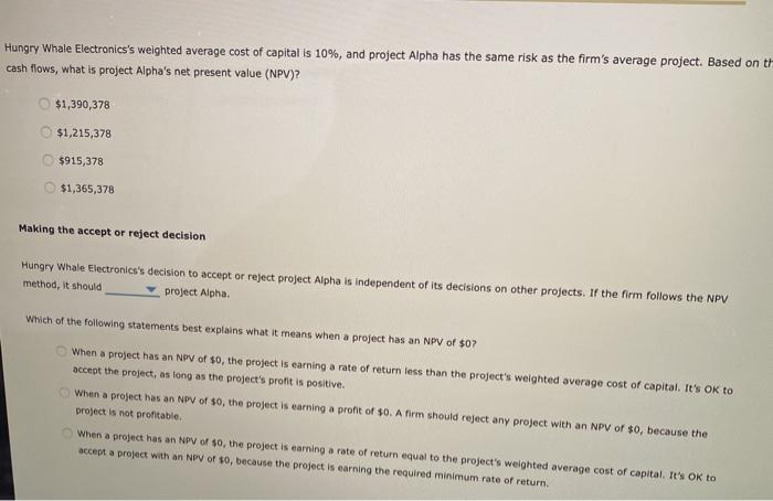 (NPV) rule is considered one of the most common and preferred criteria