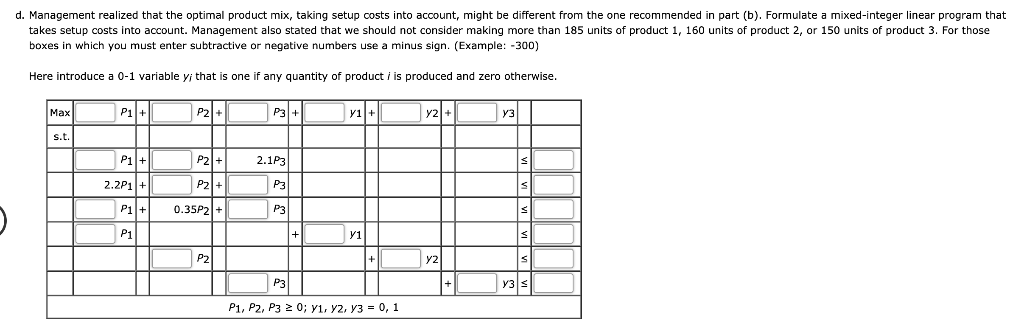 by department, are as follows: Department Product 1 Product 2 Product 3