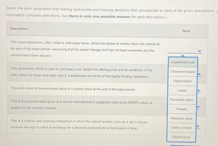 Can someone help me? Select the term associated with making automobile and