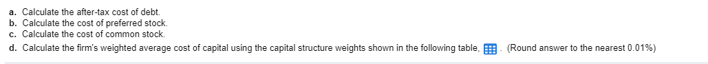 Calculation of individual costs and WACC Lang Enterprises is interested in measuring