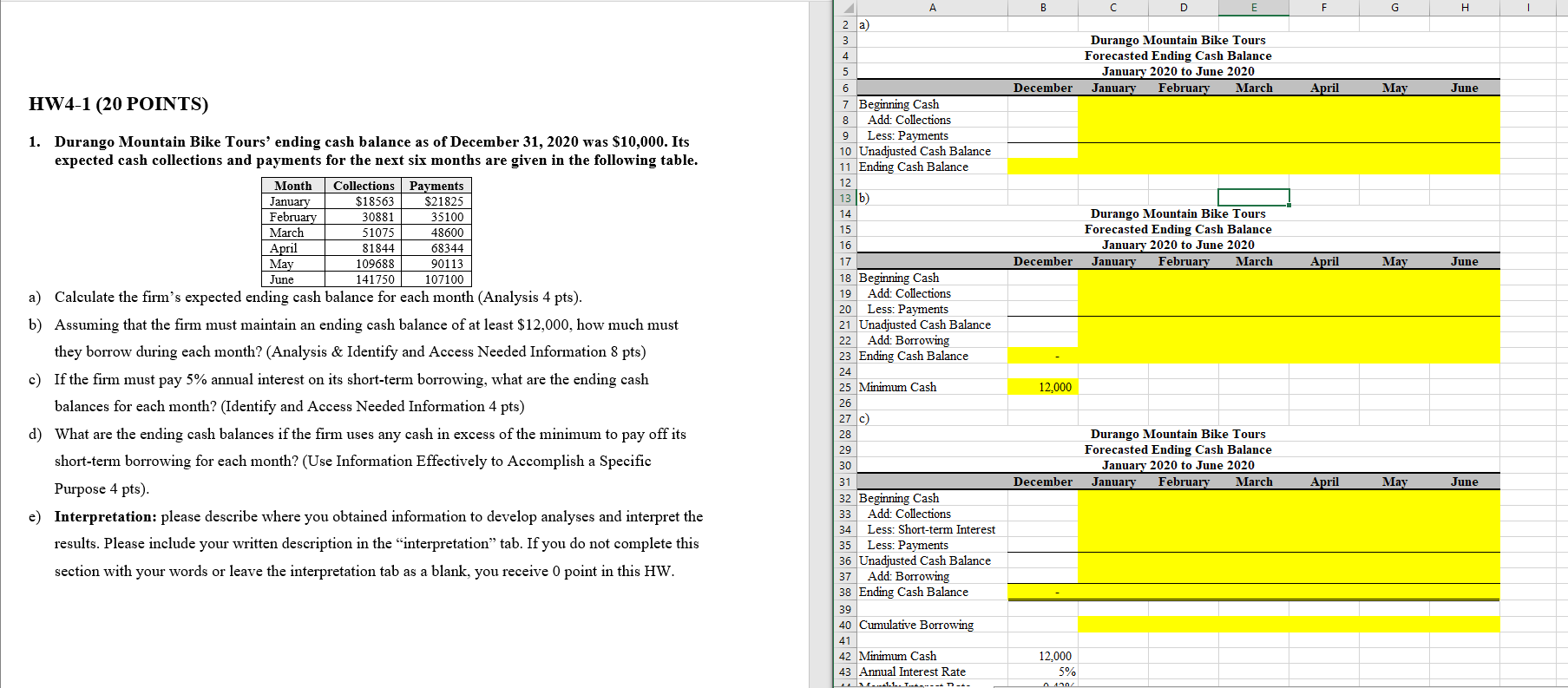 A D F G H 2 a) 3 4 5 Durango