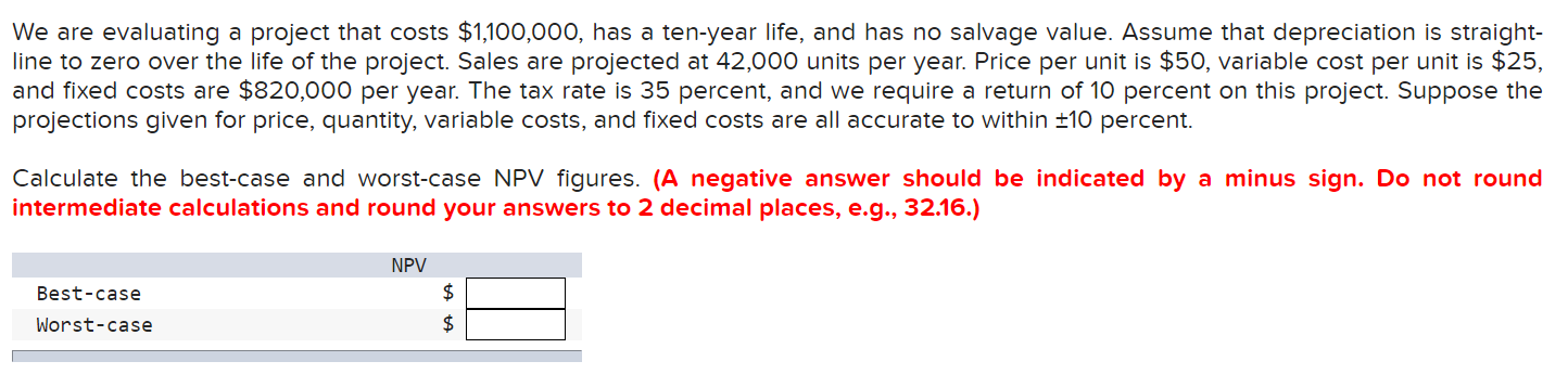 We are evaluating a project that costs $1,100,000, has a ten-year
