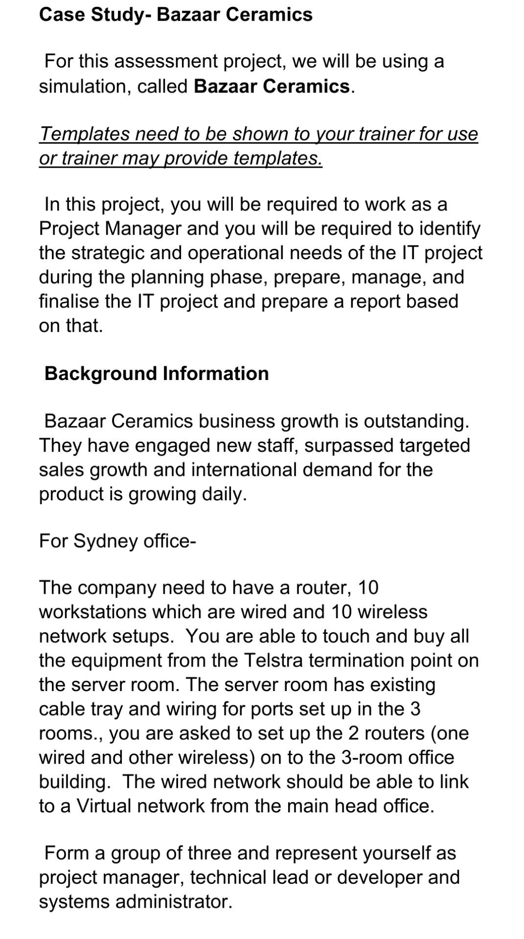 Case Study- Bazaar Ceramics For this assessment project, we will be