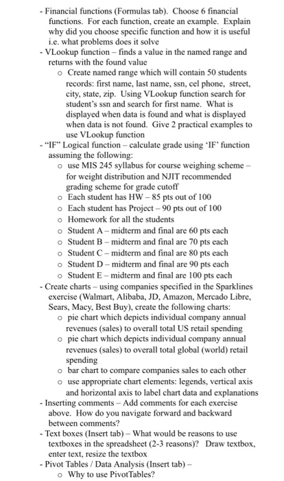 formula please MIS 245 Homework II Productivity tools continued . Advanced Spreadsheets: