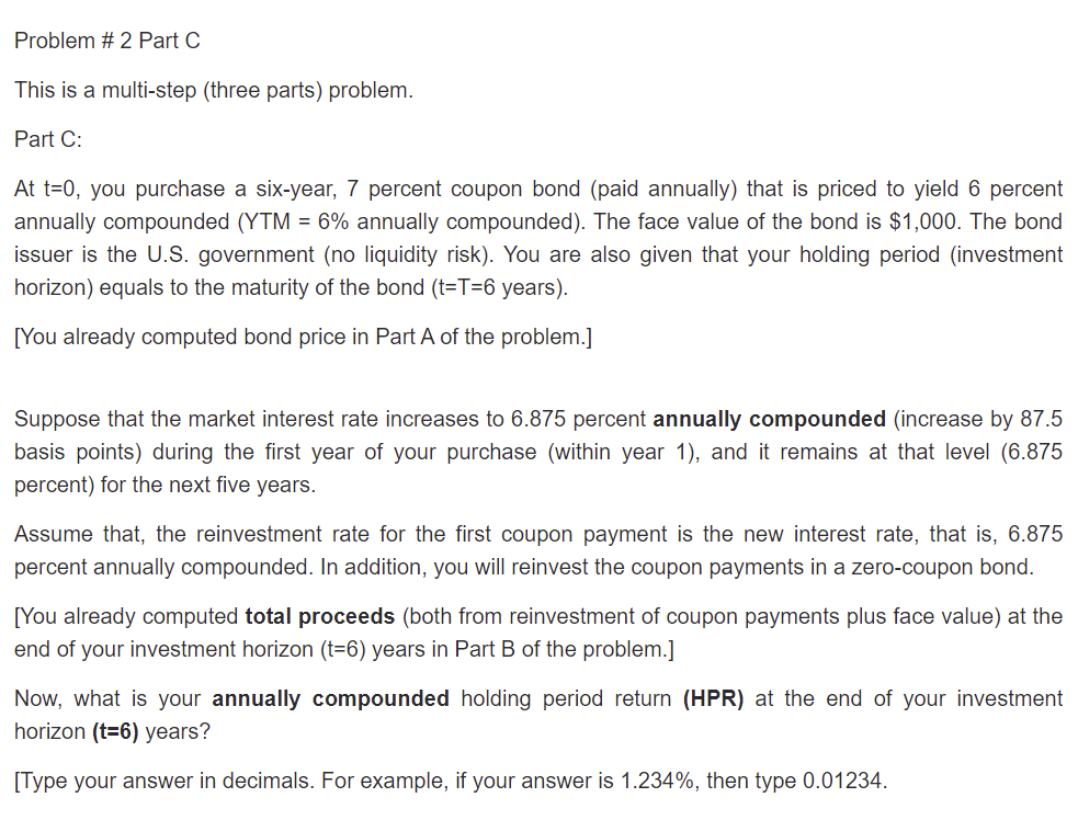 Problem #2 Part C This is a multi-step (three parts) problem.