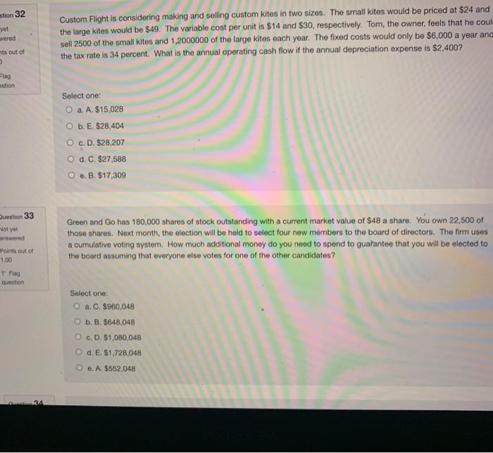  stion 32 yet vered Custom Flight is considering making and selling