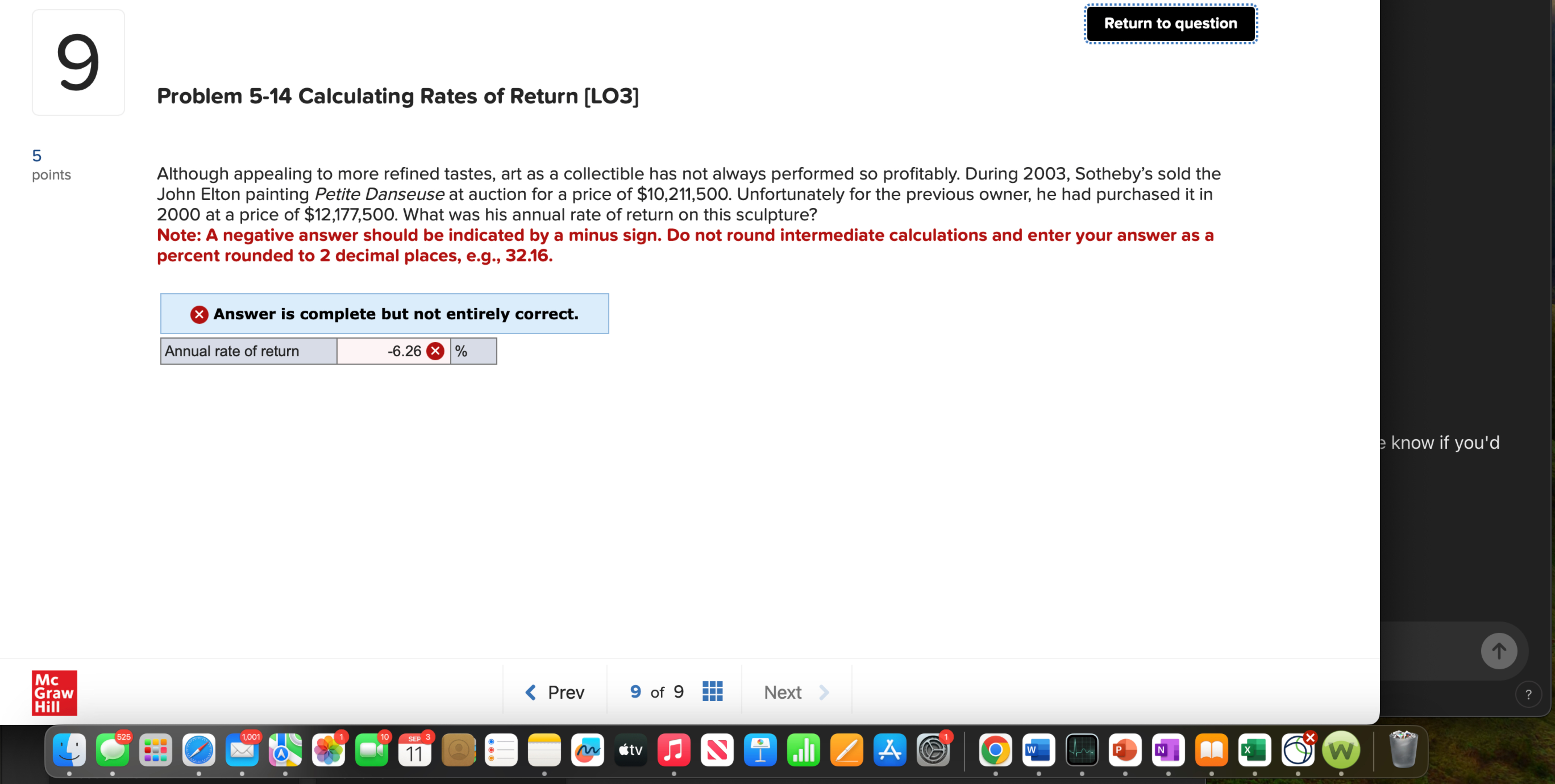  Return to question Problem 5-14 Calculating Rates of Return [LO3] 5