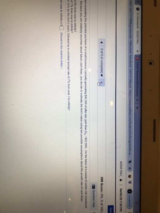 Homework.aspx?homeworkId=562731188&questionid=1&flushed=false&cd= 2019-2 ITF 312 - Financial Management 2 Homework: HW2 5 of
