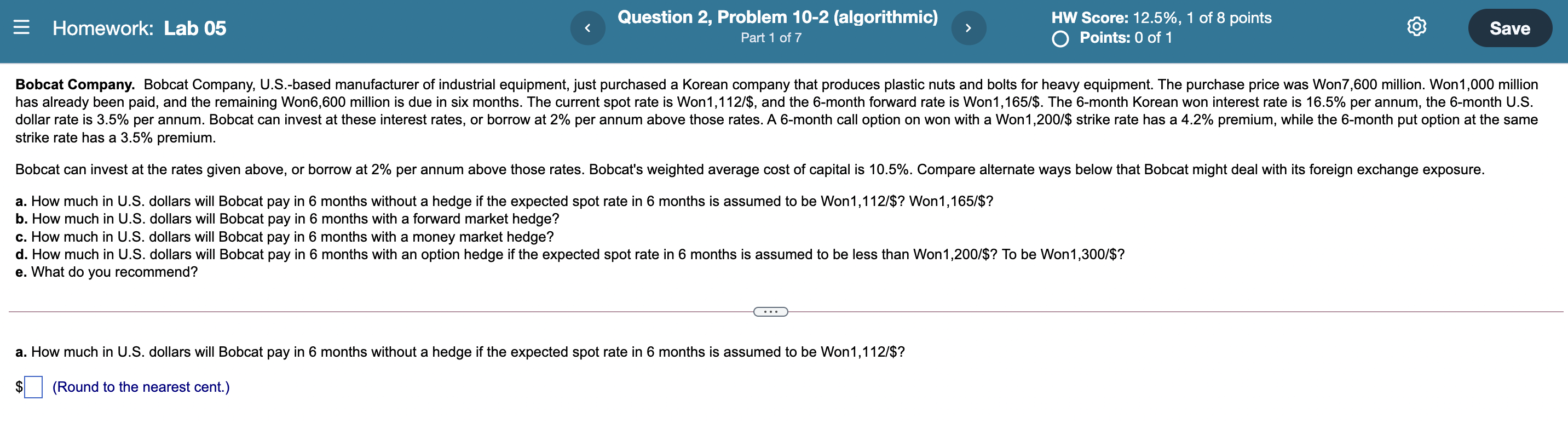  = Homework: Lab 05 Question 2, Problem 10-2 (algorithmic) Part 1
