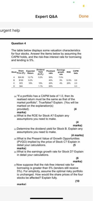 please solve 4f Expert Q&A Done urgent help Question 4 The table