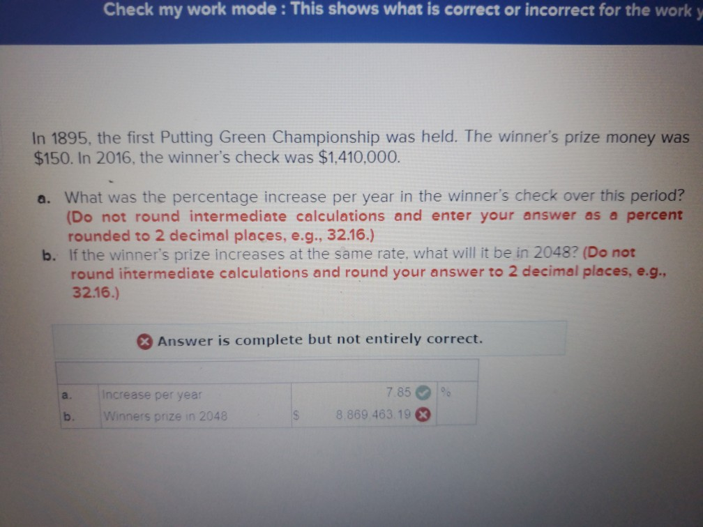 Check my work mode: This shows what is correct or incorrect
