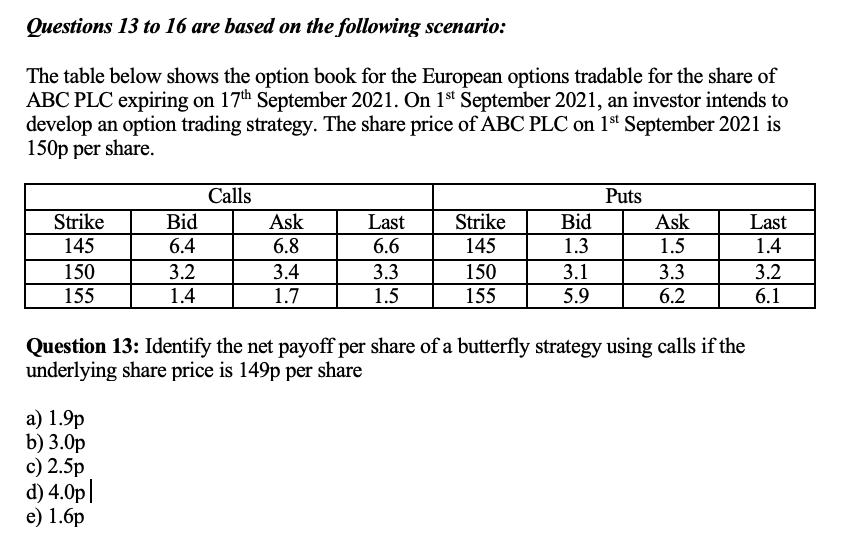 Please include step by step instructions Questions 13 to 16 are