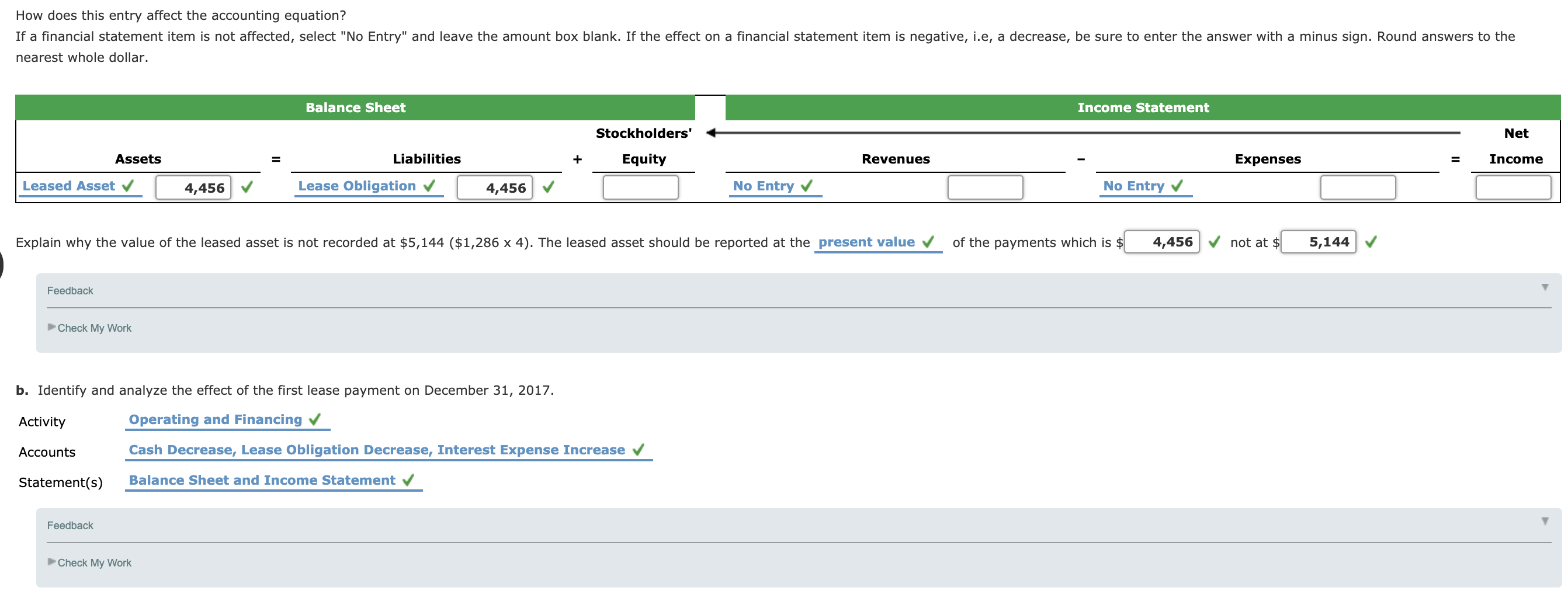 signed a four-year lease for a forklift on January 1, 2017. Annual
