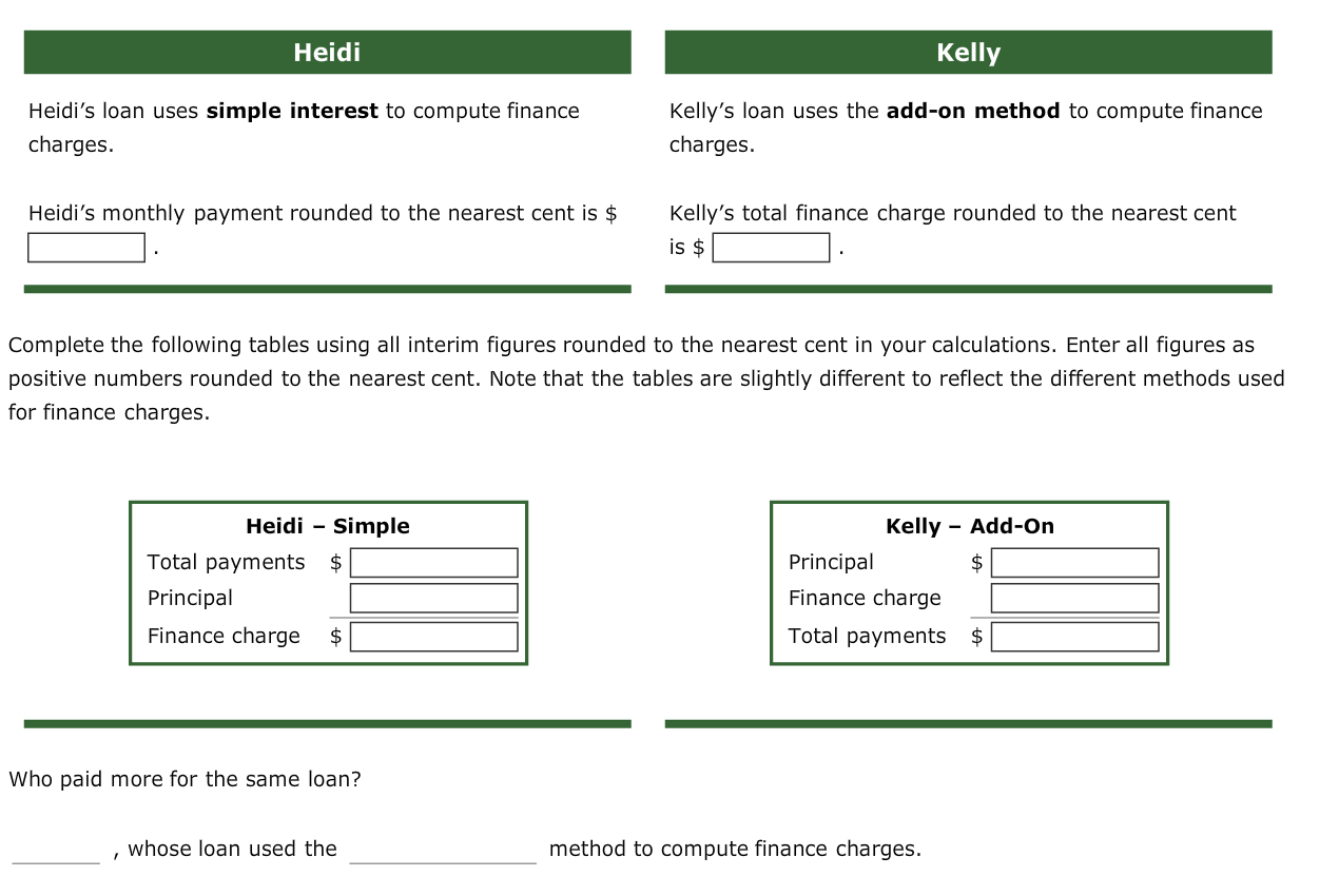 Aa E 10. Comparing payments on installment loans when using the simple-interest