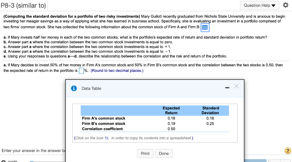 Thank you so much! P8-3 (similar to) Question Help (Computing the standard