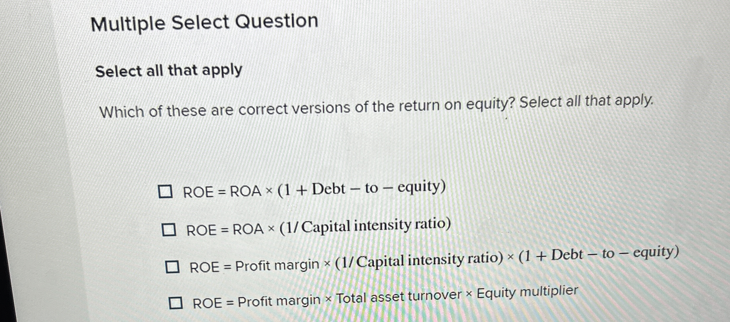  Multiple Select Question Select all that apply Which of these are