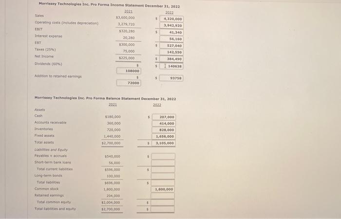 Inc.'s 2021 financial statements are shown here. Morrissey Technologies Inc: Balance Sheet