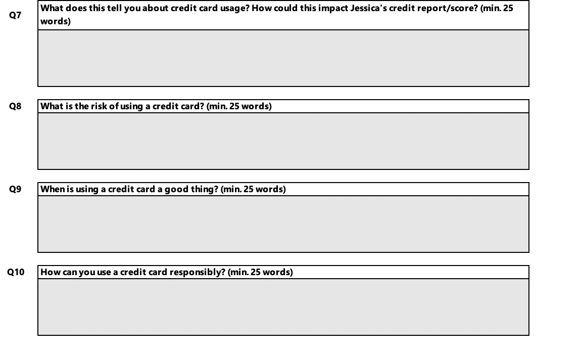 Credit Card Interest Rate 12 Monthly Payment 13 $165.25 18.50% $25.00 14