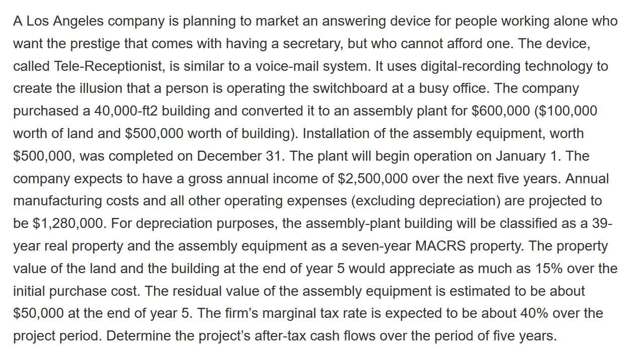 Please complete this in Excel using MACRS depreciation rates, be sure