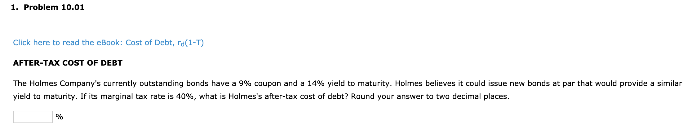  1. Problem 10.01 Click here to read the eBook: Cost of