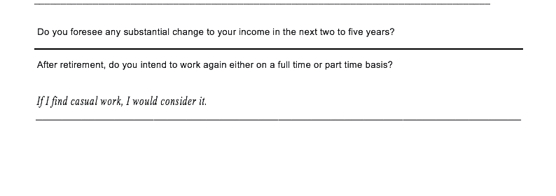 required areas of advice below: D A full and comprehensive analysis of