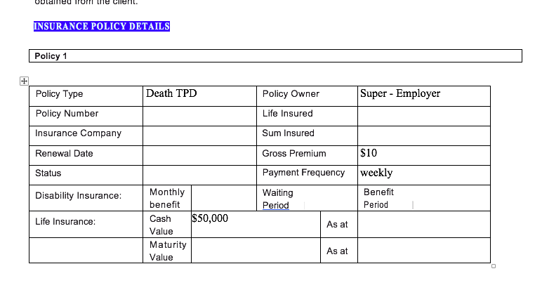 our financial concerns, needs andobjectives OR Limited advice addressing the following priorities: