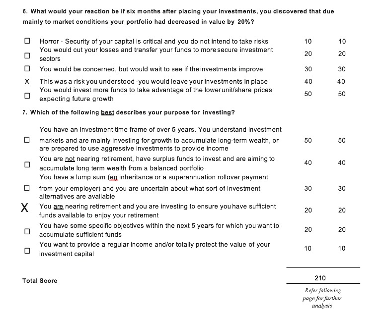 profile & Investment spread Insurance: Personal risk review - Death cover Personal