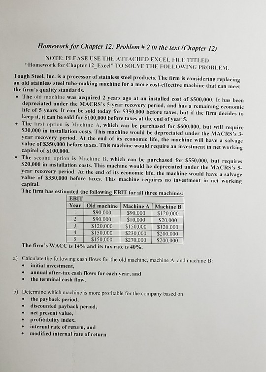  Homework for Chapter 12: Problem #2 in the text (Chapter 12)
