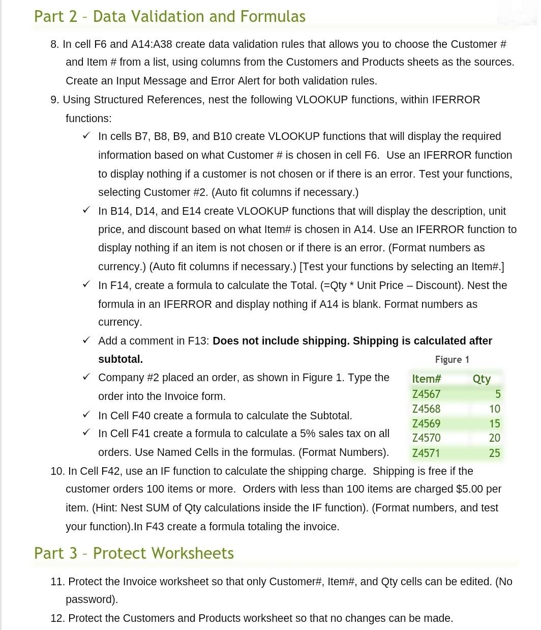 I need help with the formulas from question 8 to 12. please