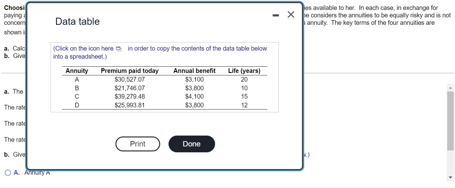 the best annuity Personal Finance Problem Raina Herzig wishes to choose the