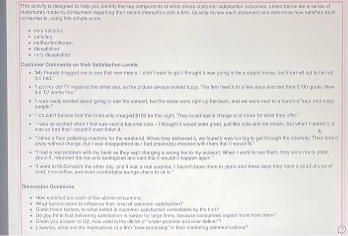  This activity is designed to help you identity the key components