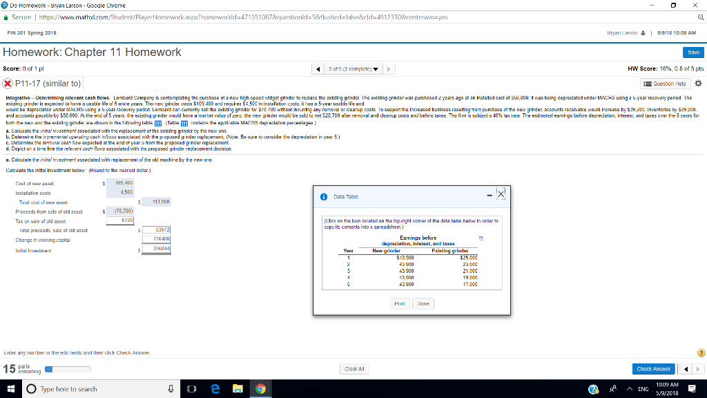  Do Homework- Bryan Larson Goqle chrome 0 Secure https f/ww.mathxl x?homeworkld