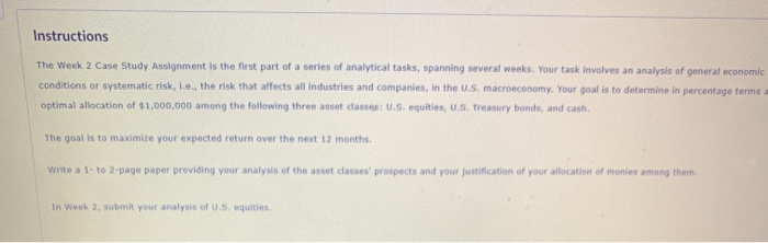 Need main points to compile paper. Instructions The Week 2 Case Study