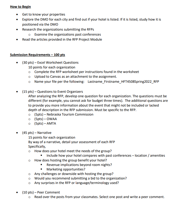 of analyzing three Request for Proposals (RFP). There's 2 things you have