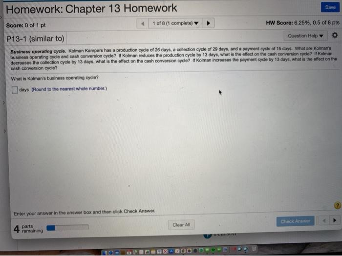  please help question example Save Homework: Chapter 13 Homework Score: 0
