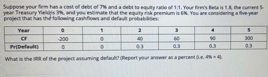 current 5- year Treasury Yield is 3%, and you estimate that the
