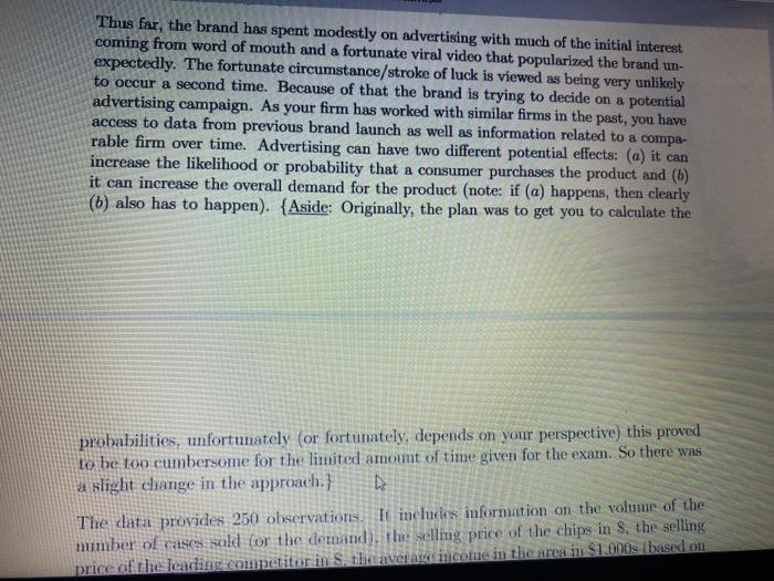 for this question asap, thankyou Instructions: The following information is a hypothetical