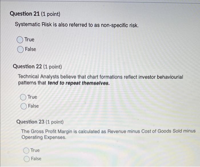 TRUE OR FALSE! no explanation needed, in a rush lol Question 21