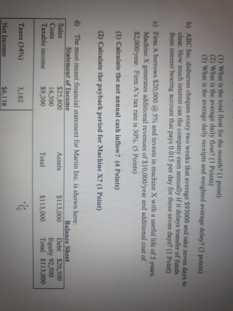 help me c ?? (1) What is the total float for